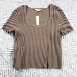 Madewell Shirt Women S Ottoma Crop Sweater Scoop Stretch Layer Capsule Ribbed